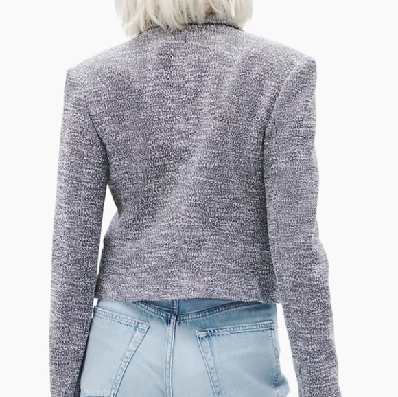 Rag & Bone Josie Italian Tweed Blazer In Blue And White - Picture 3 of 13